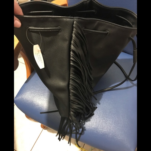 NWT VS faux leather fringed drawstring backpack - Picture 13 of 16